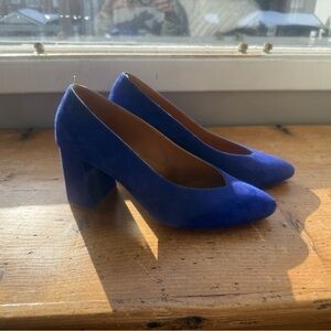 Sezane Alice blue suede pumps